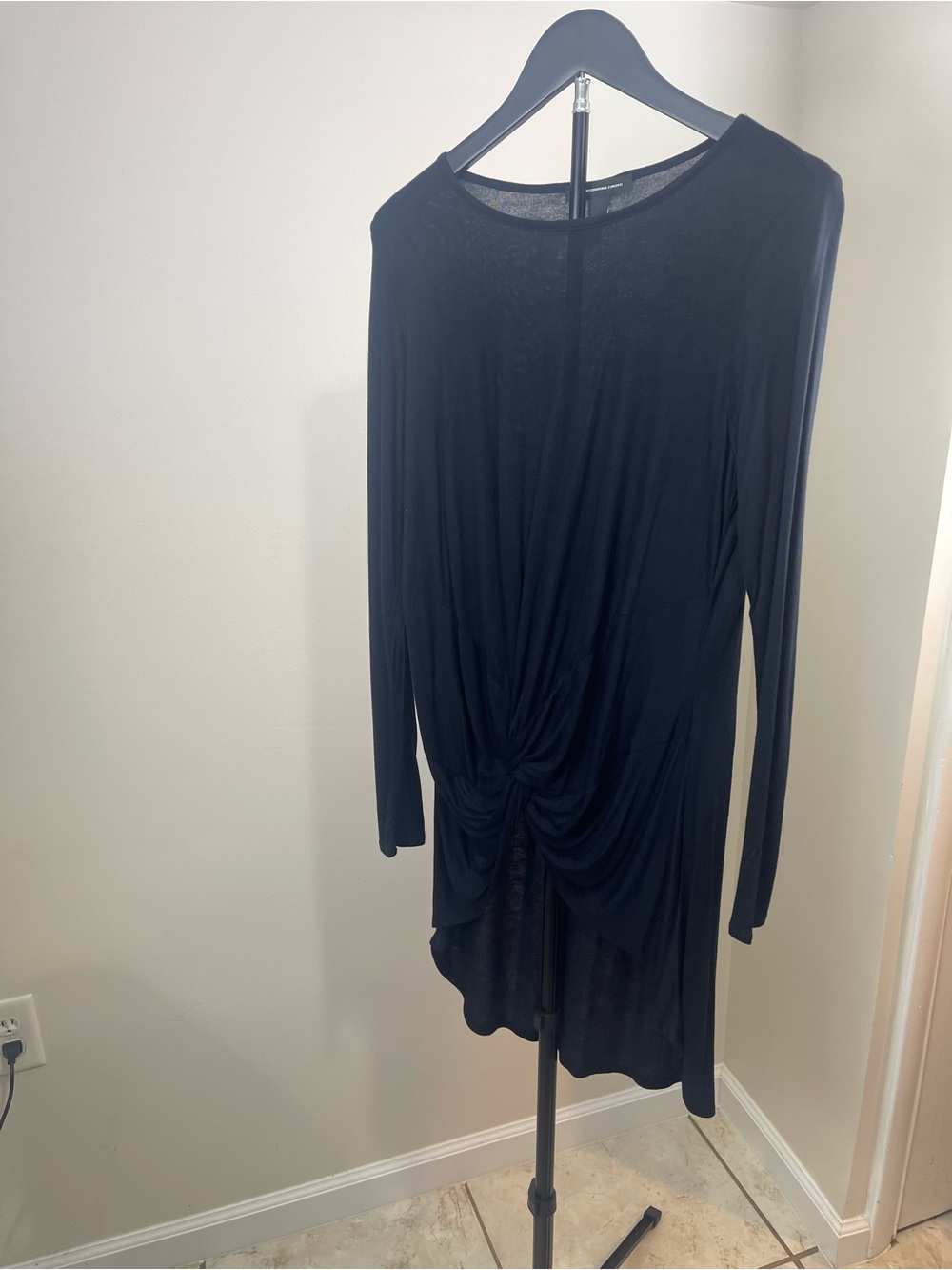 INC International Concepts Black Rayon Scoop Neck Top
